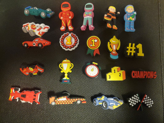 RACE CAR Drivers Champions Shoe Charms for Crocs