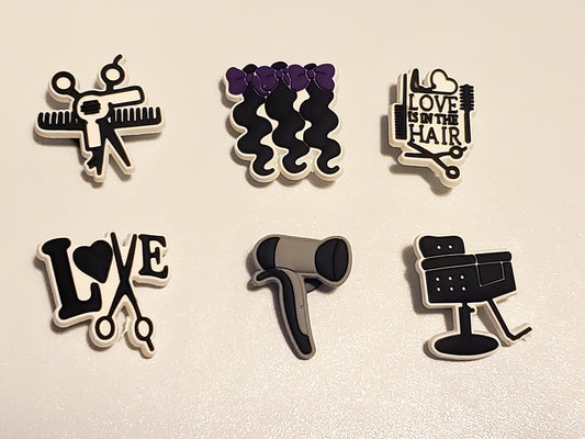 HAIR STYLIST 6 piece Shoe CHARMS for CROCS